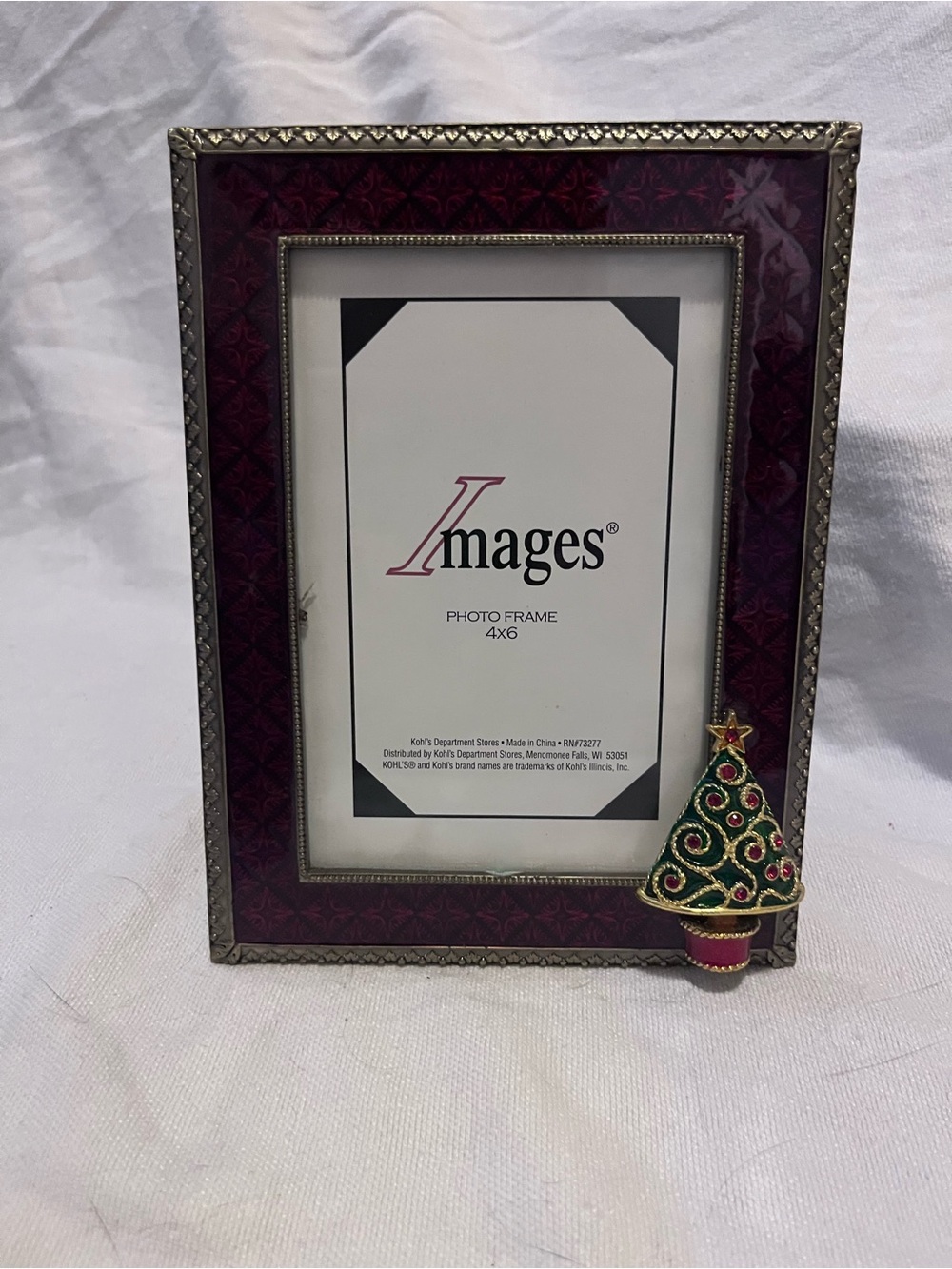 Purple Decorative Photo Frame with Festive Tree Accent